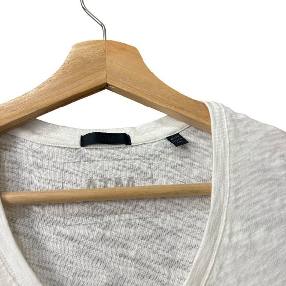 ATM SLUB JERSEY SCHOOLBOY V-NECK TEE WHITE SIZE XS - Picture 7 of 9